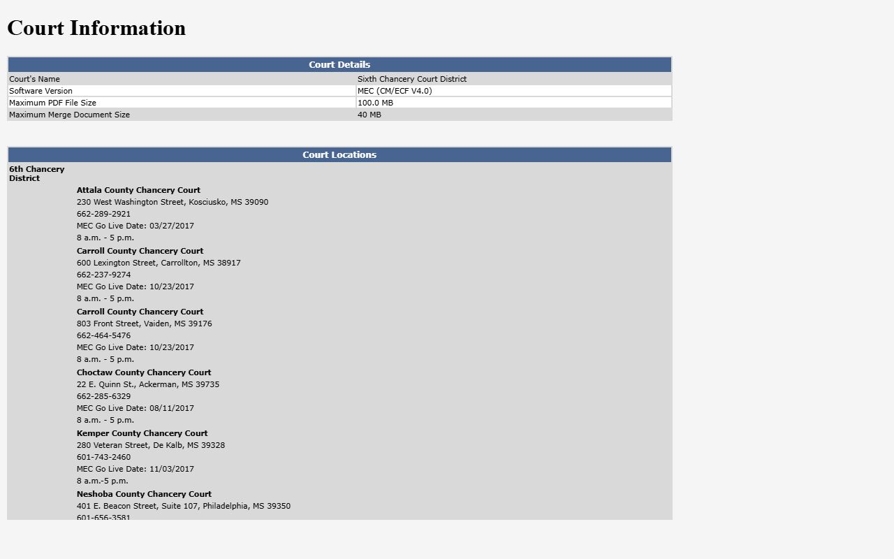 Carroll County chancery court records on the Sixth Chancery MEC information page