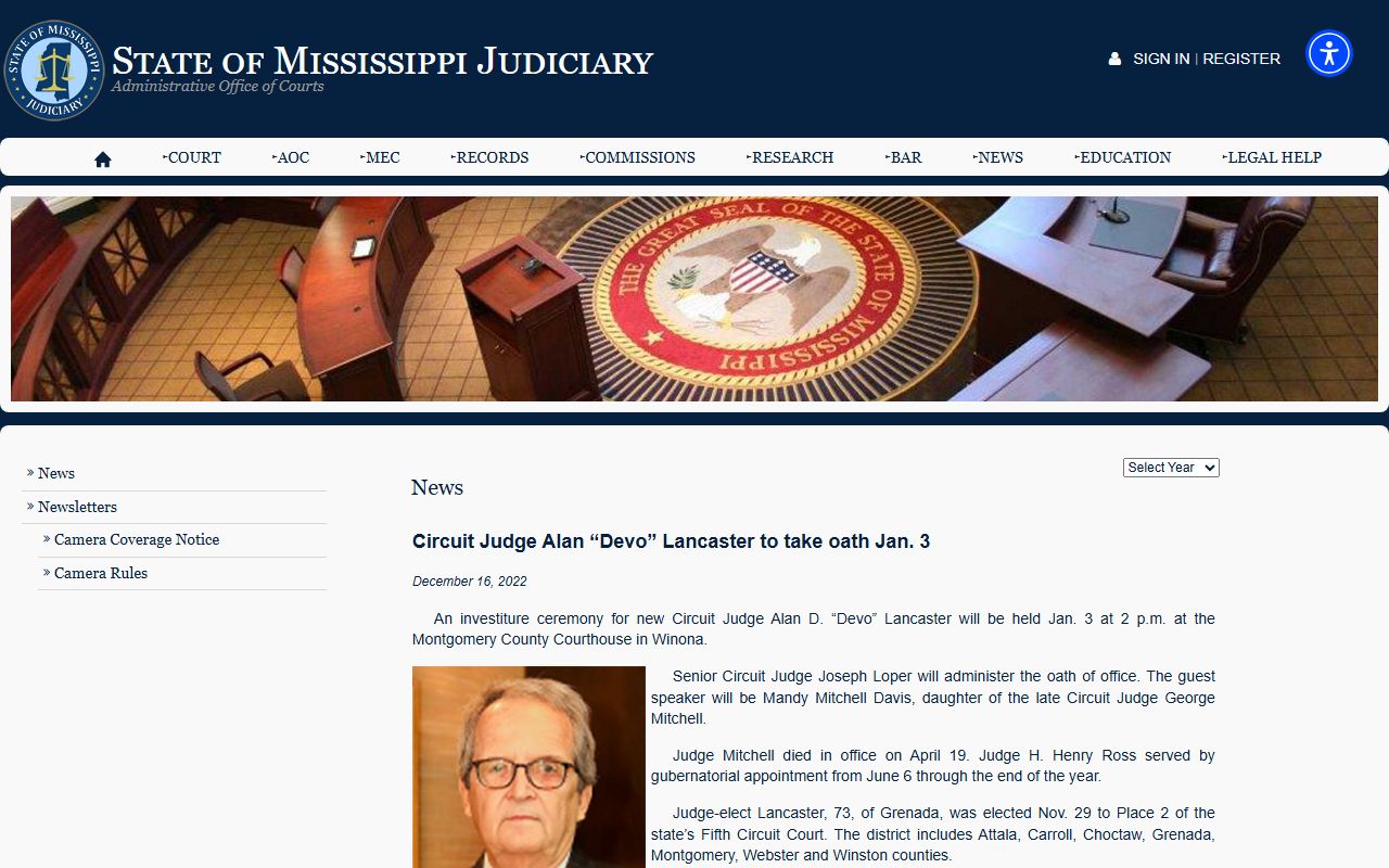 Carroll County criminal court records and Fifth Circuit Court judicial news from the Mississippi Judiciary