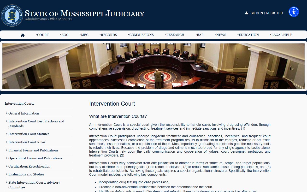 Carroll County criminal court records and Mississippi intervention court program information