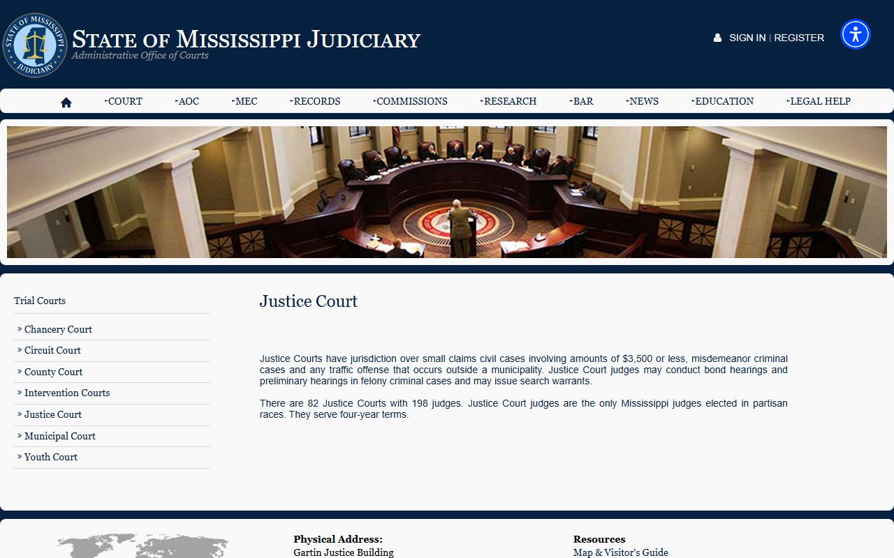 Carroll County Circuit Court appeals from Justice Court explained on the Mississippi Judiciary site