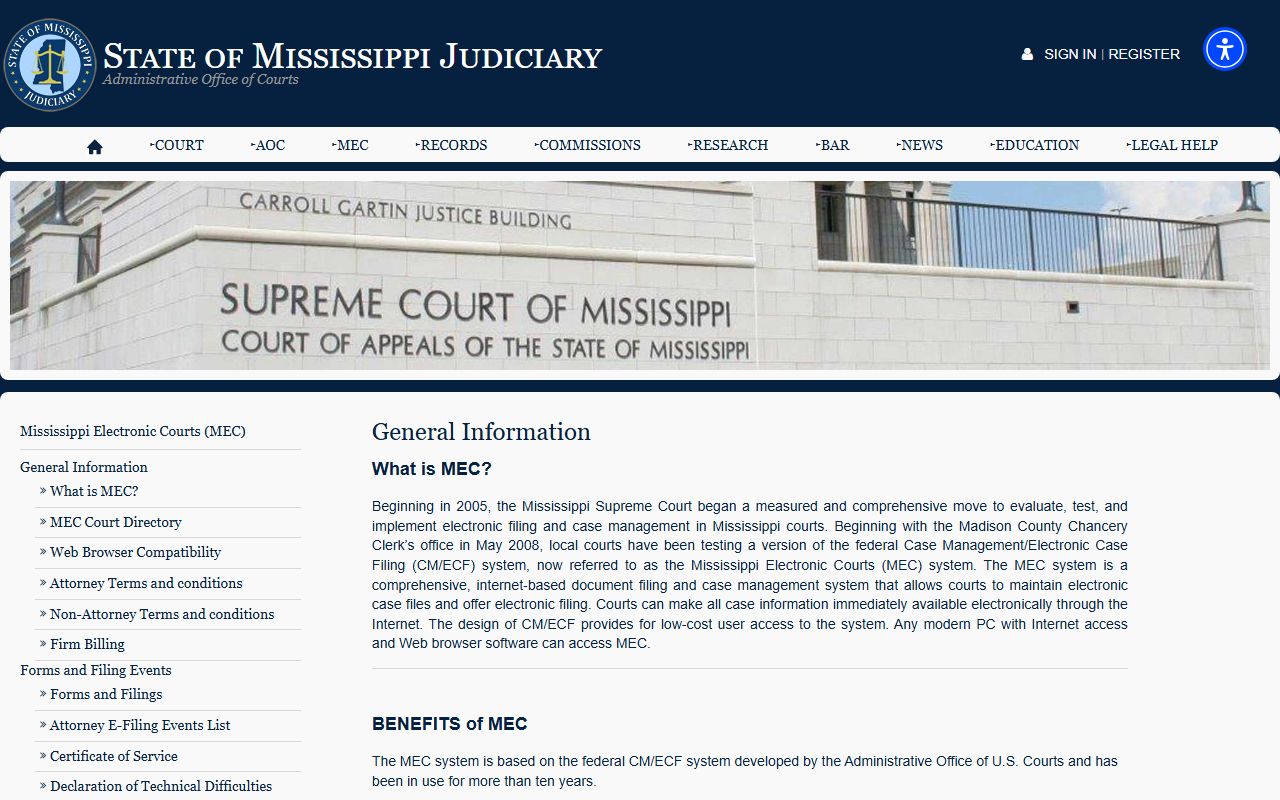 Carroll County court records MEC general information overview