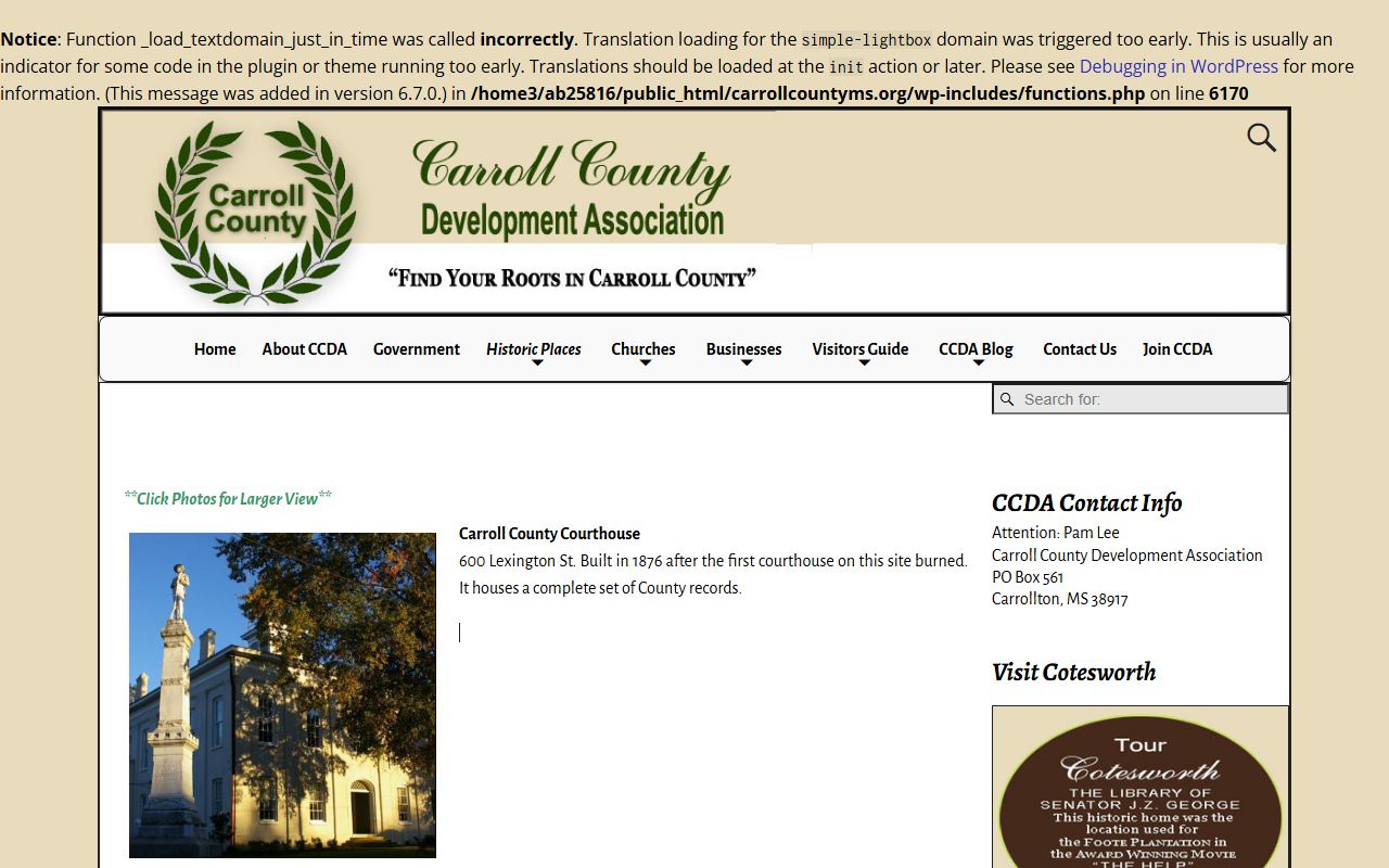 Carroll County court records Carrollton courthouse history page
